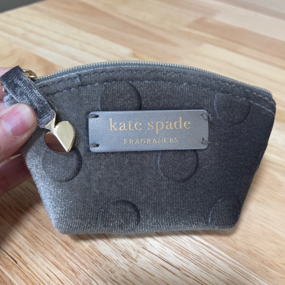 Kate Spade Small Suede Gray Cosmetic Pouch -NWOT